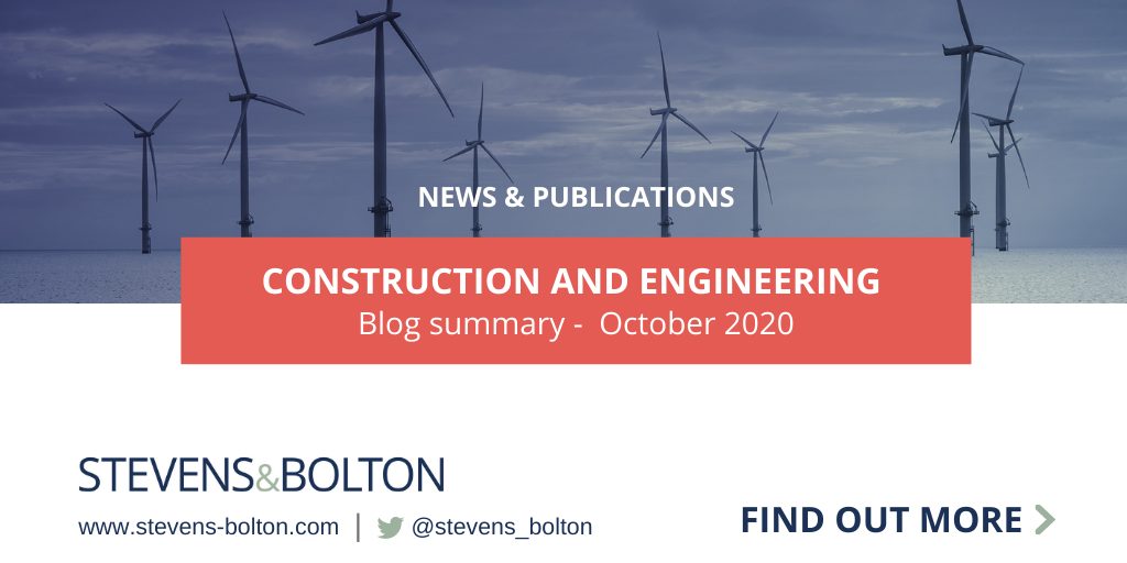 Construction and engineering update - latest blogs - October 2020