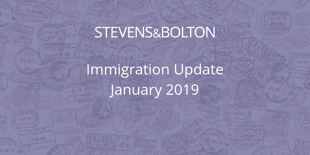 Immigration Update - January 2019