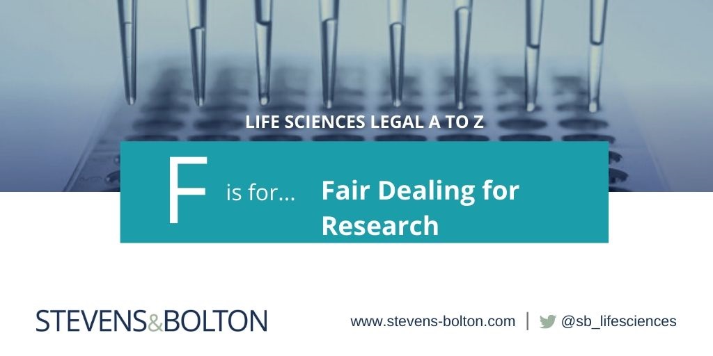Life sciences A to Z - F is for fair dealing for research