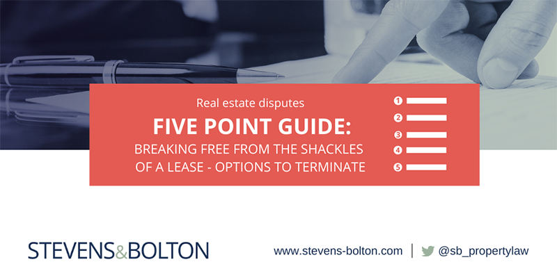 Five point guide: Breaking free from the shackles of a lease - options to terminate